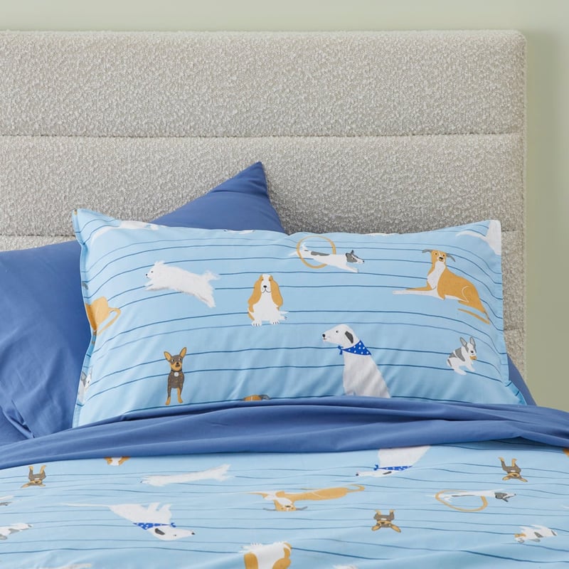 Puppy Love Blue Quilt Cover Set