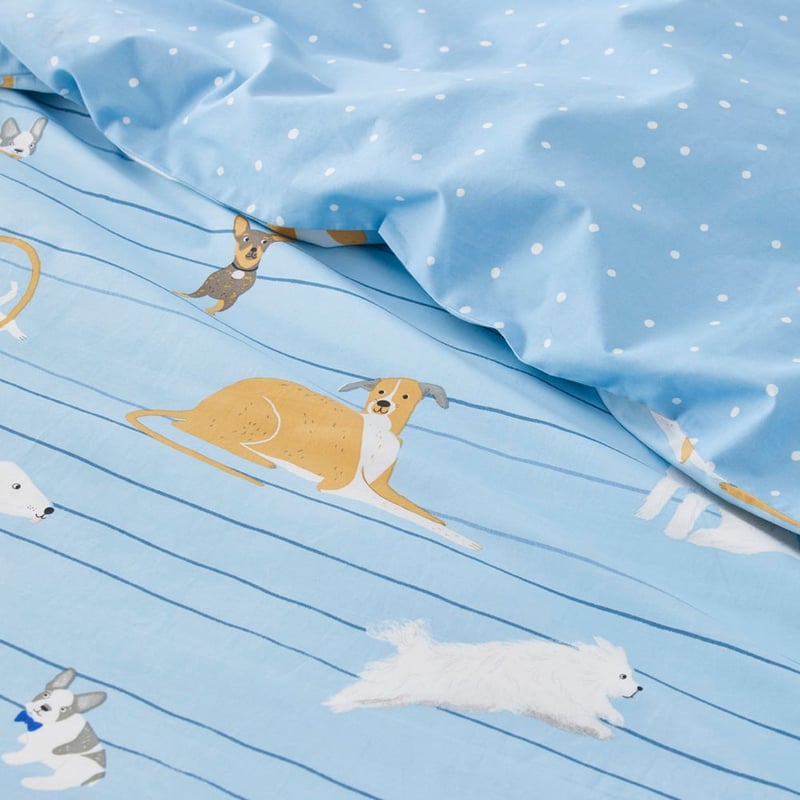 Puppy Love Blue Quilt Cover Set