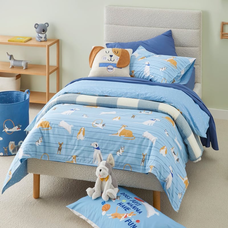 Puppy Love Blue Quilt Cover Set