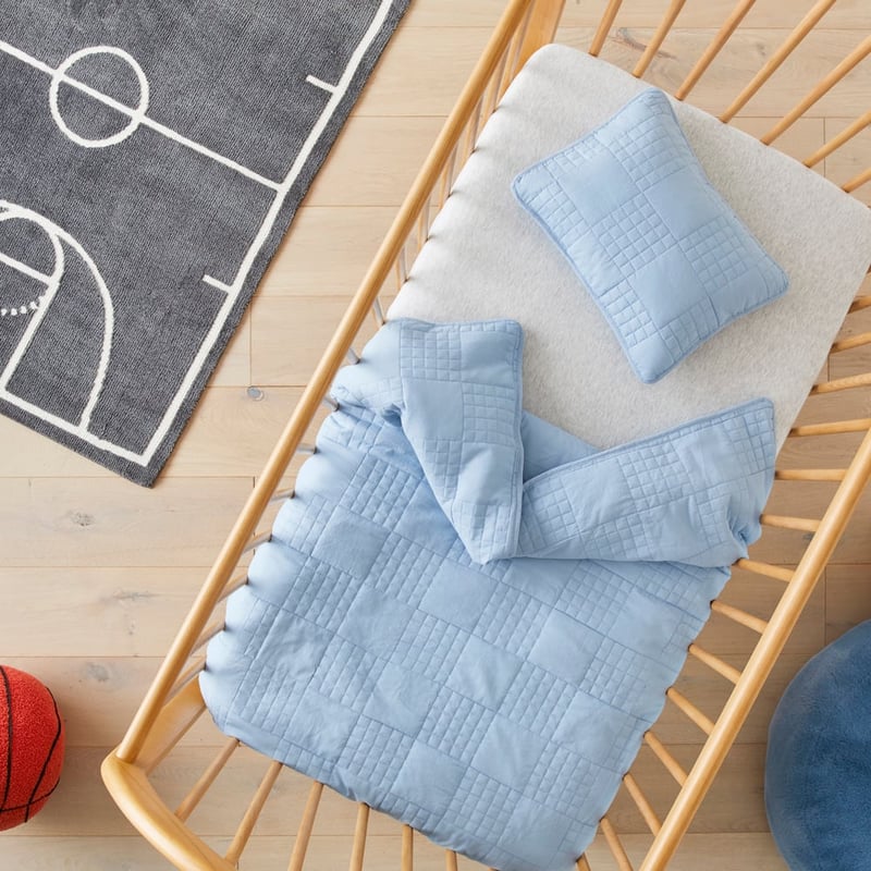 Murphy Powder Blue Quilted Cot Quilt Cover Set