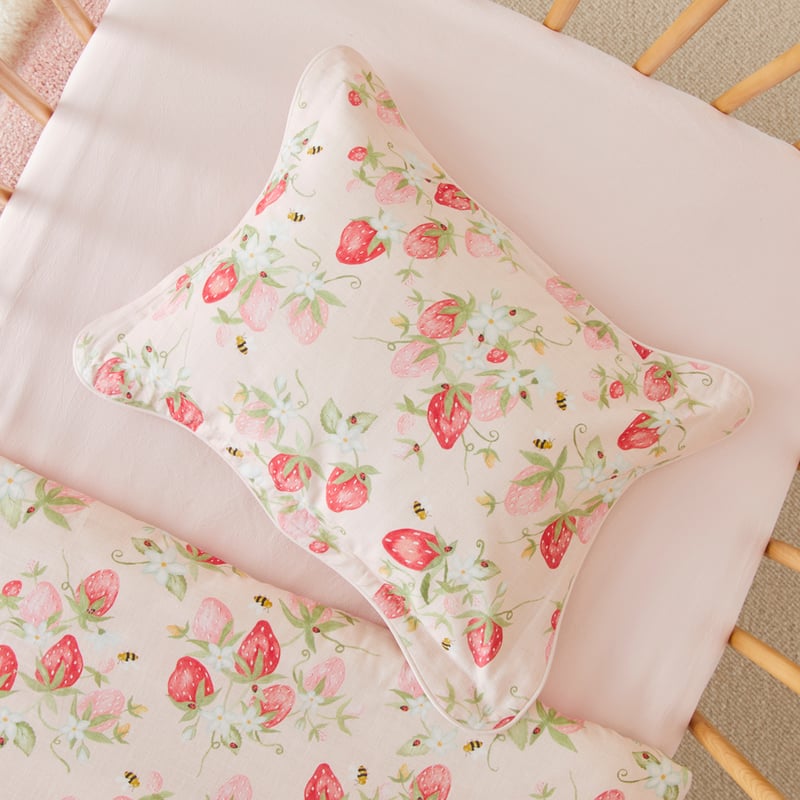 Heirloom Sweet Strawberry Light Pink Cot Quilt Cover Set