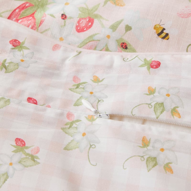 Heirloom Sweet Strawberry Light Pink Cot Quilt Cover Set
