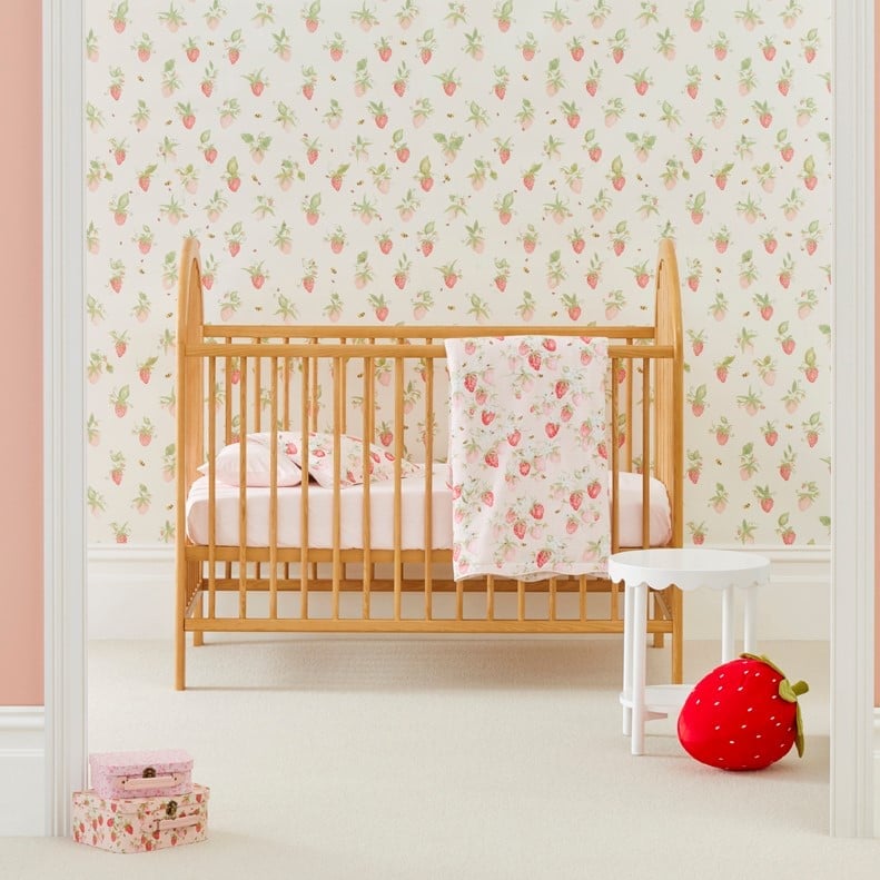 Heirloom Sweet Strawberry Light Pink Cot Quilt Cover Set