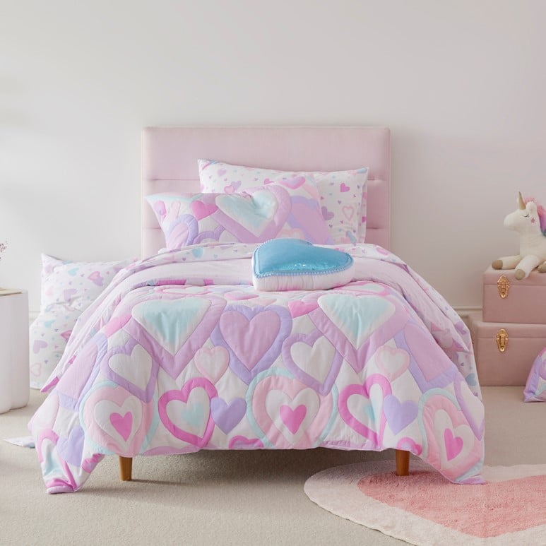 I Heart You Lilac Quilt Cover Set