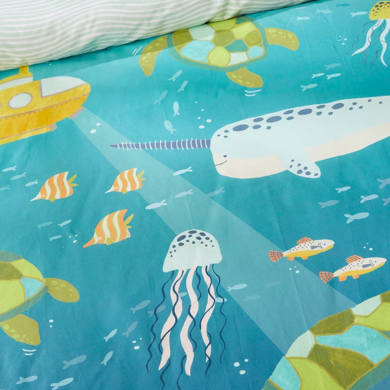 What Lives In The Ocean Sea Green Quilt Cover Set