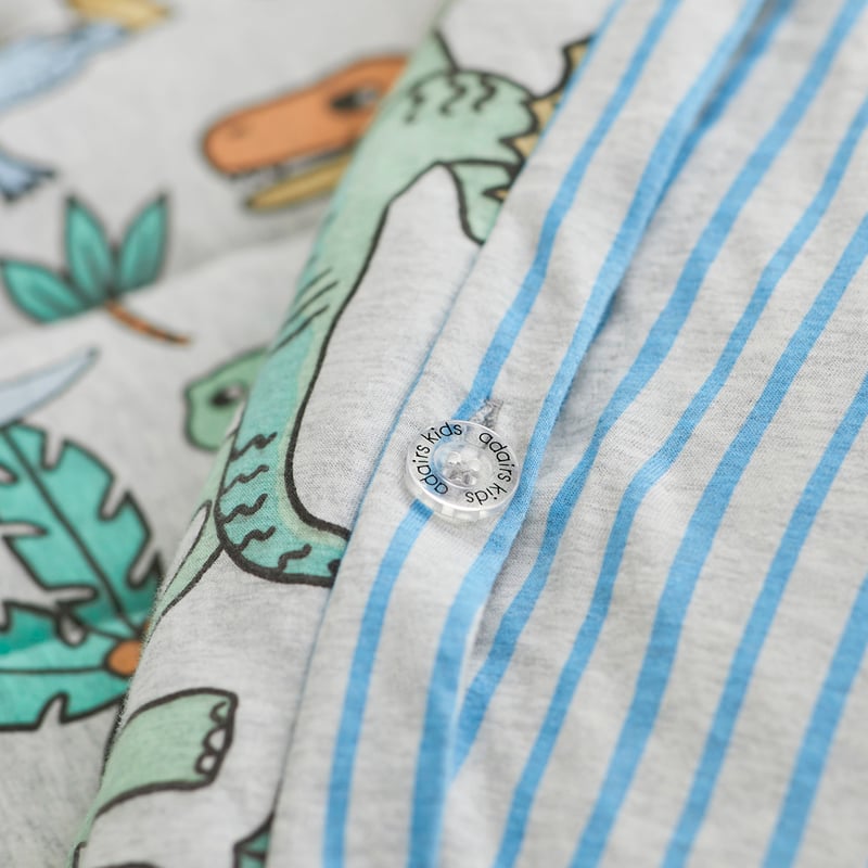 Happy Little Dinos Grey Marle Quilted Jersey Quilt Cover Set