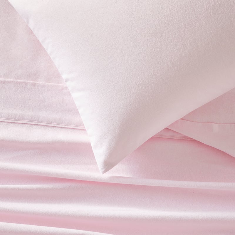 Plain Dye Pastel Pink Flannelette Sheet Set