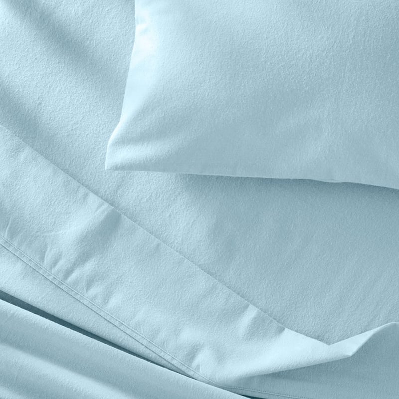 Plain Dye Blue Flannelette Cot Sheet Set