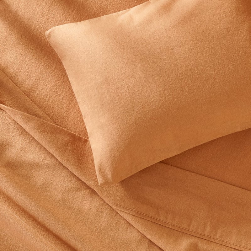 Plain Dye Earth Flannelette Cot Sheet Set
