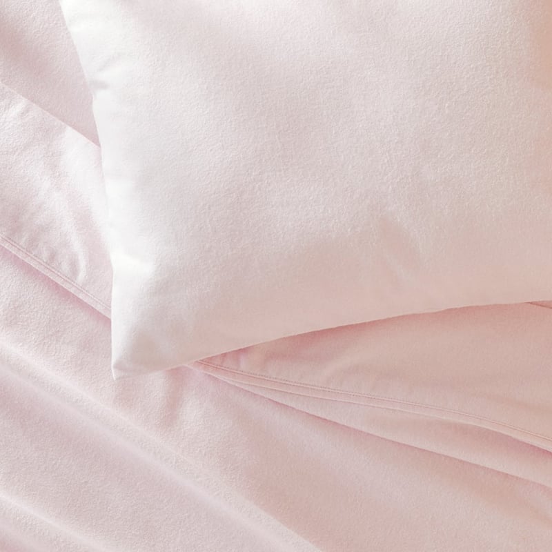 Plain Dye Pastel Pink Flannelette Cot Sheet Set