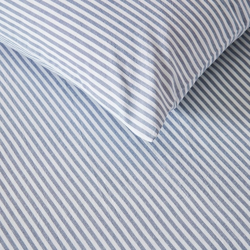 Theodore Yarn Dyed Grey Stripe Cot Fitted Sheet Set