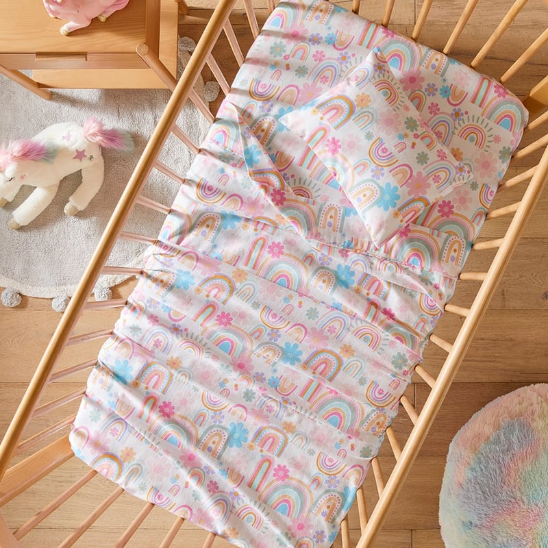 Sunshine & Rainbows Sherbet Flannelette Cot Sheet Set