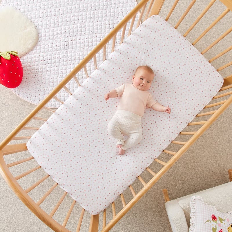 Heirloom Berry Sweet White Jersey Baby Fitted Sheets 2pk