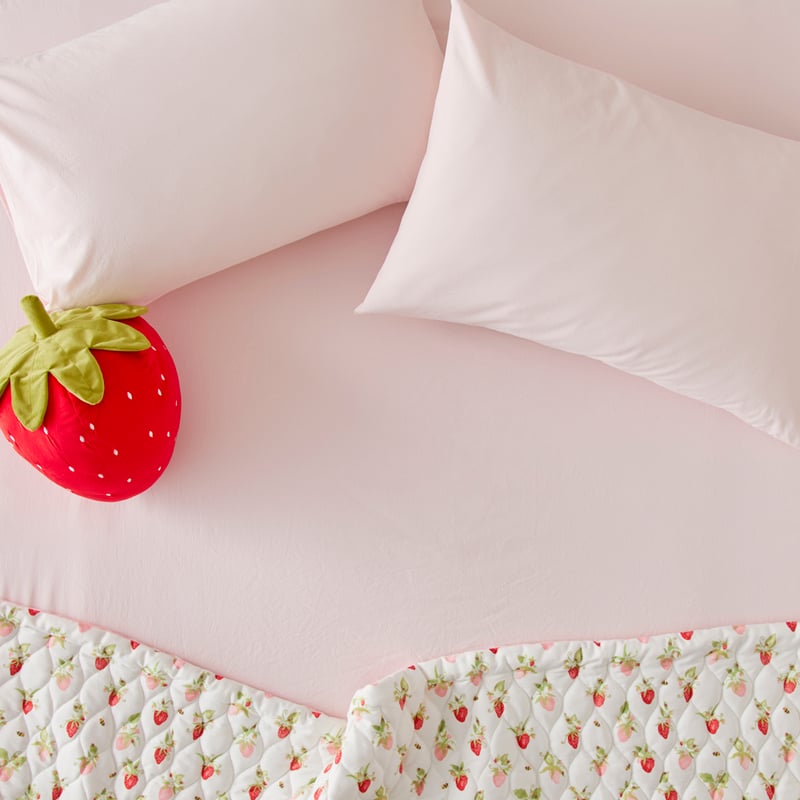 Stonewashed Cotton Marshmallow Pink Fitted Sheet Set