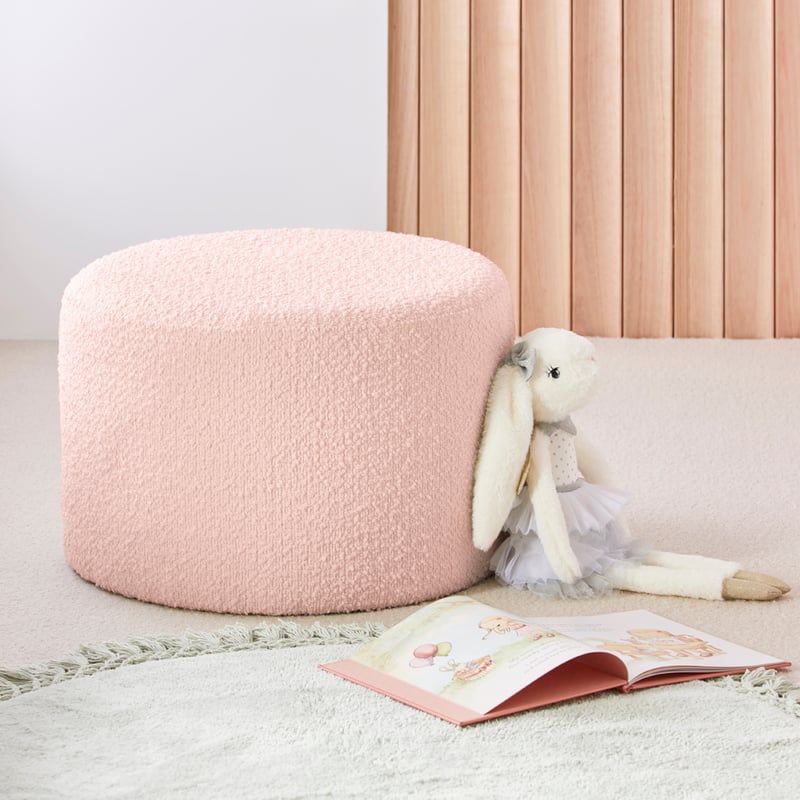 Brady Pink  Boucle Ottoman