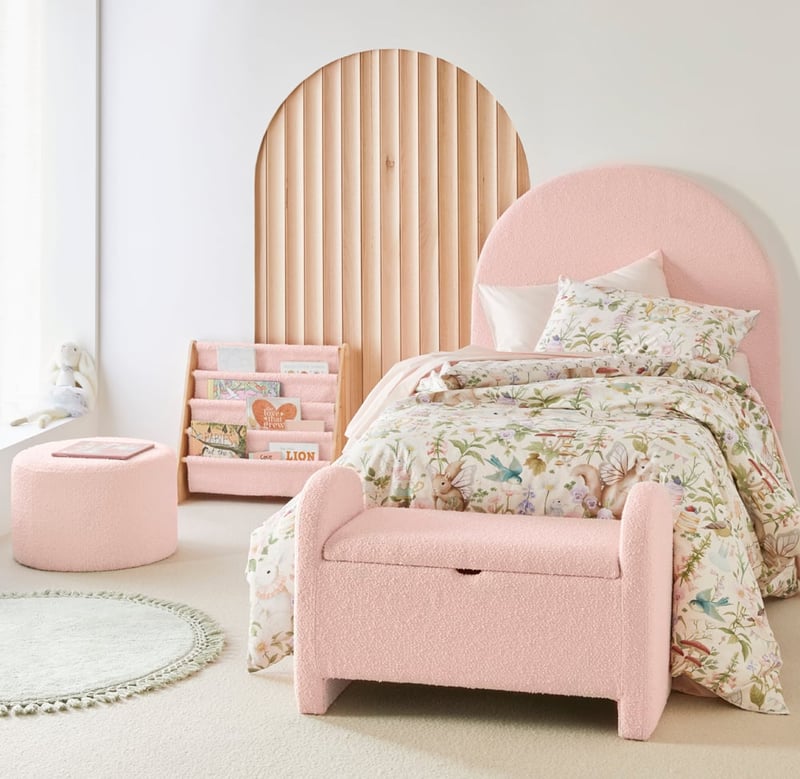 Brady Pink  Boucle Ottoman