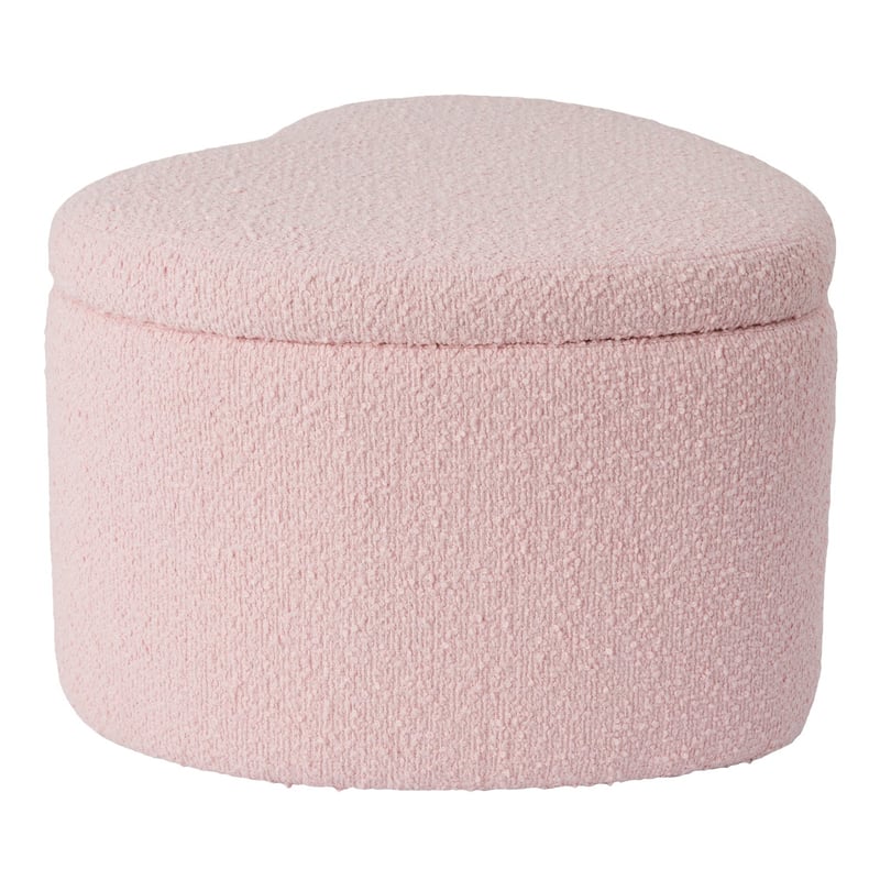 Boucle Pink Heart Storage Ottoman
