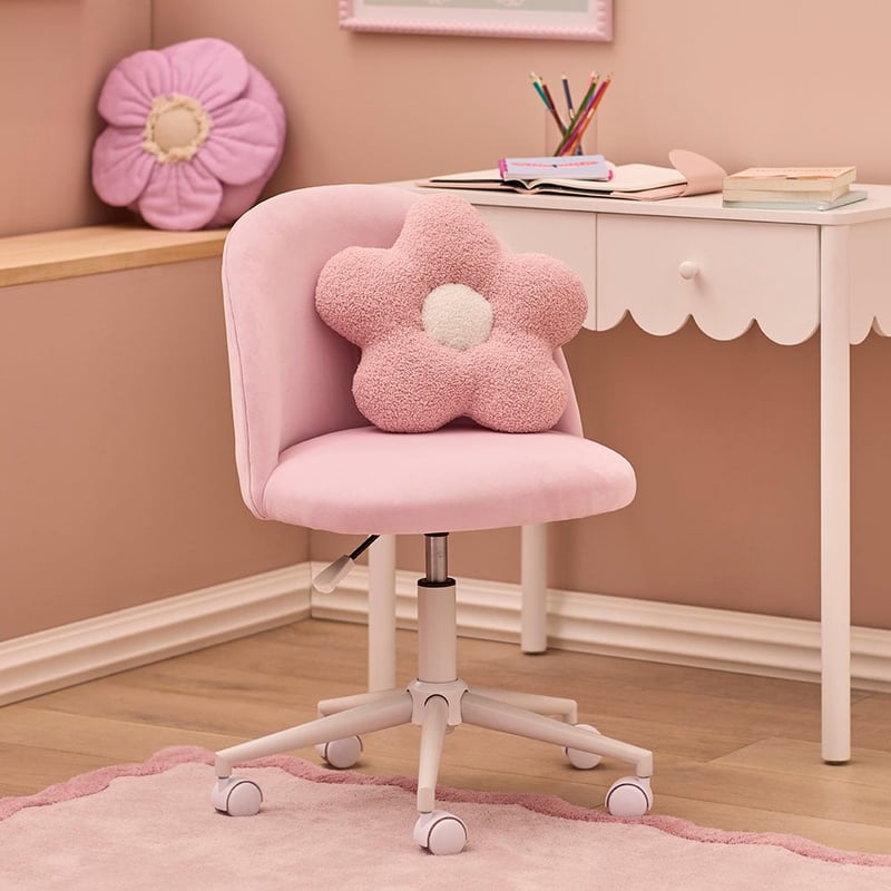 Isabella Lilac Pink Velvet Kids Desk Chair