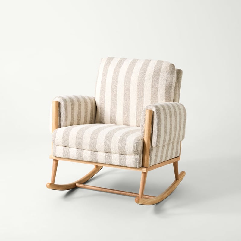 Landon Natural Stripe Boucle Rocking Nursery Chair
