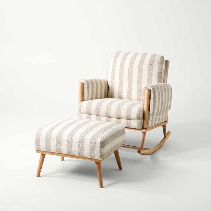 Landon Natural Stripe Boucle Foot Stool