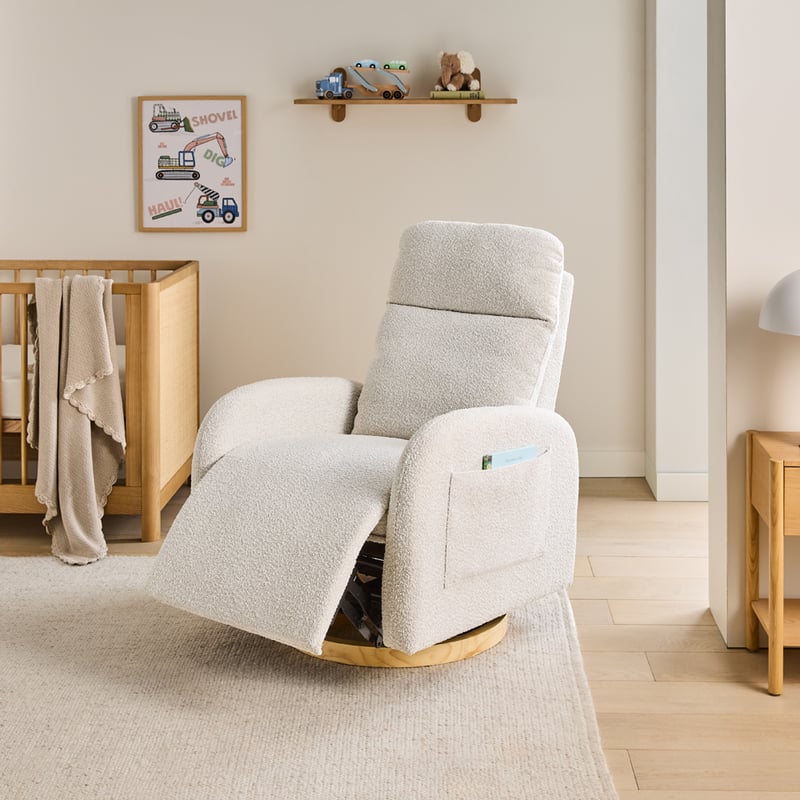 Easton Snow Boucle Swivel Recliner Nursery Chair