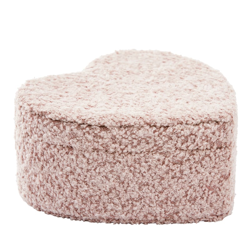Decorative Heart Shape Pink Boucle Jewellery Box