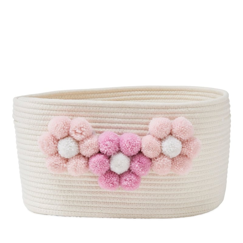 Designer Pom Pom Burst Rectangle Decorative Basket