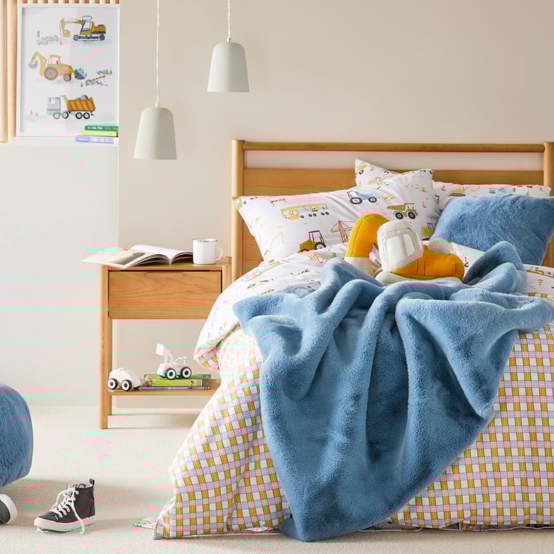 Faux Blue Slate Rabbit Fur Throw