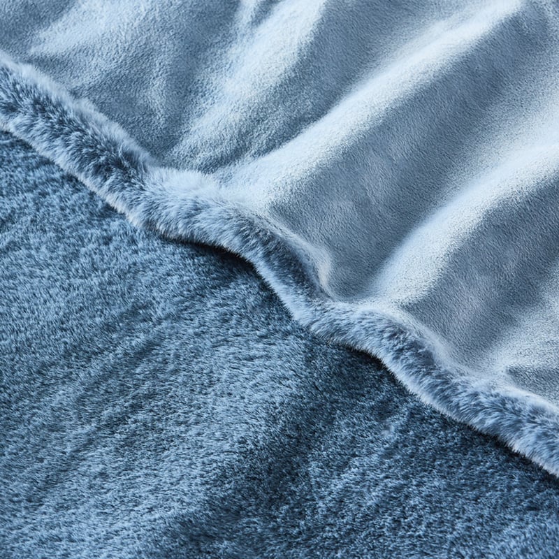 Faux Blue Slate Rabbit Fur Throw