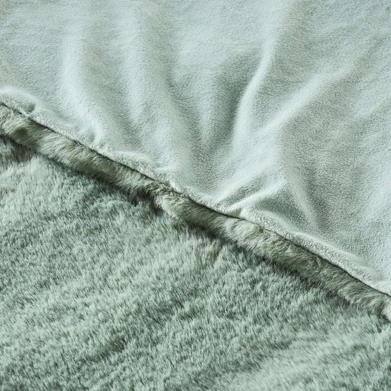 Faux Eucalyptus Rabbit Fur Throw