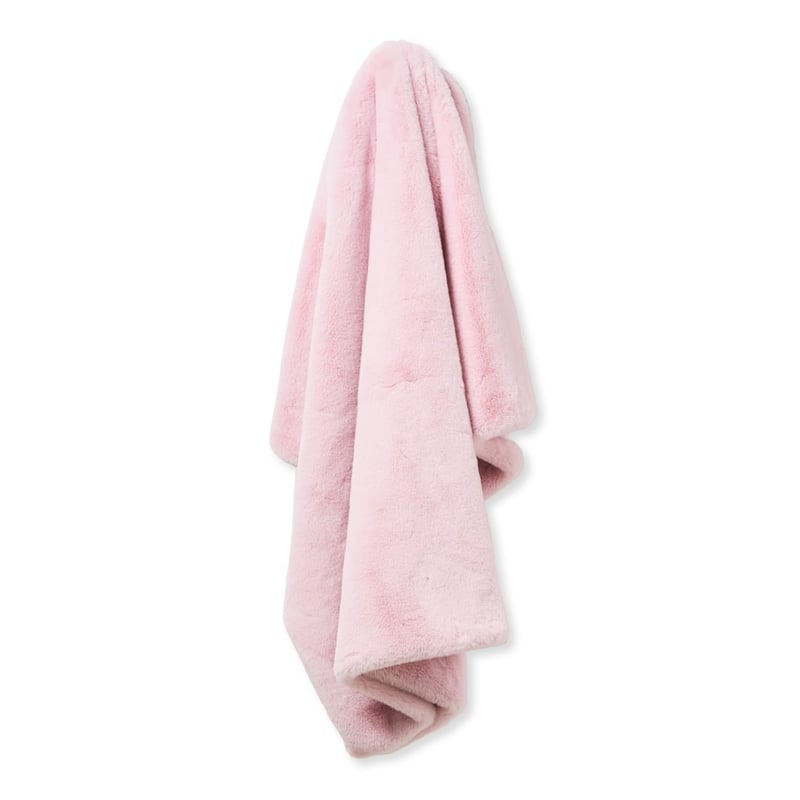 Faux Powder Pink Rabbit Fur Throw