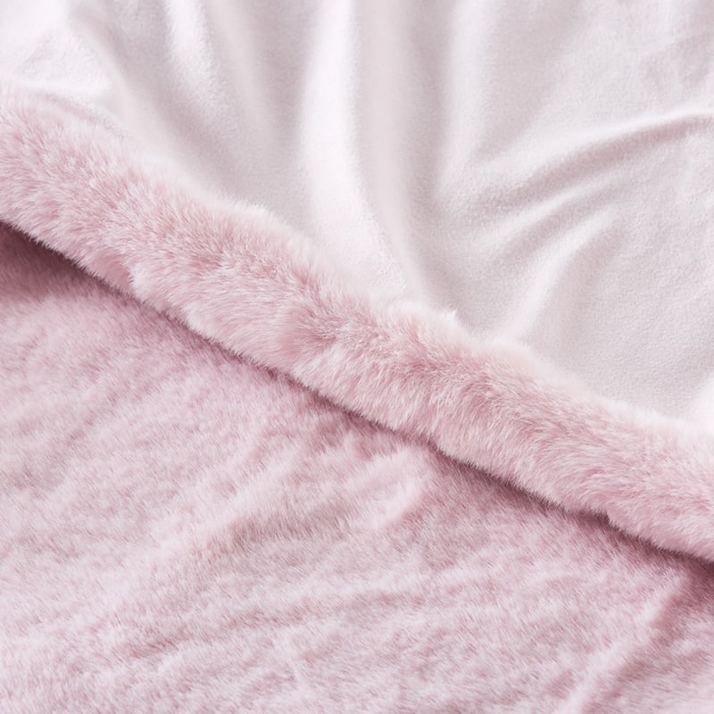 Faux Powder Pink Rabbit Fur Throw
