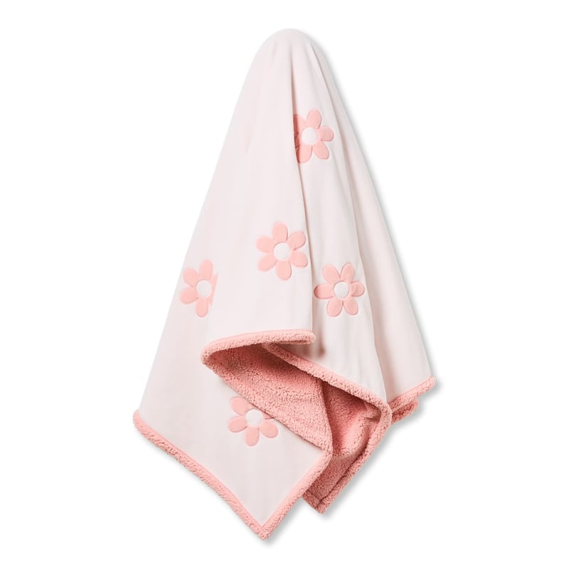 Fleecy Pink Daisy Blanket 