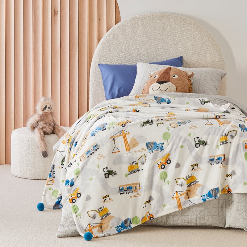 Novelty Ultra Soft Construction Zone Blanket 