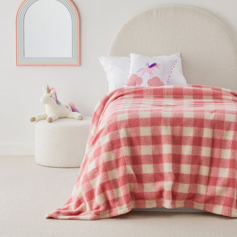 Clea Pink Checkerboard Blanket