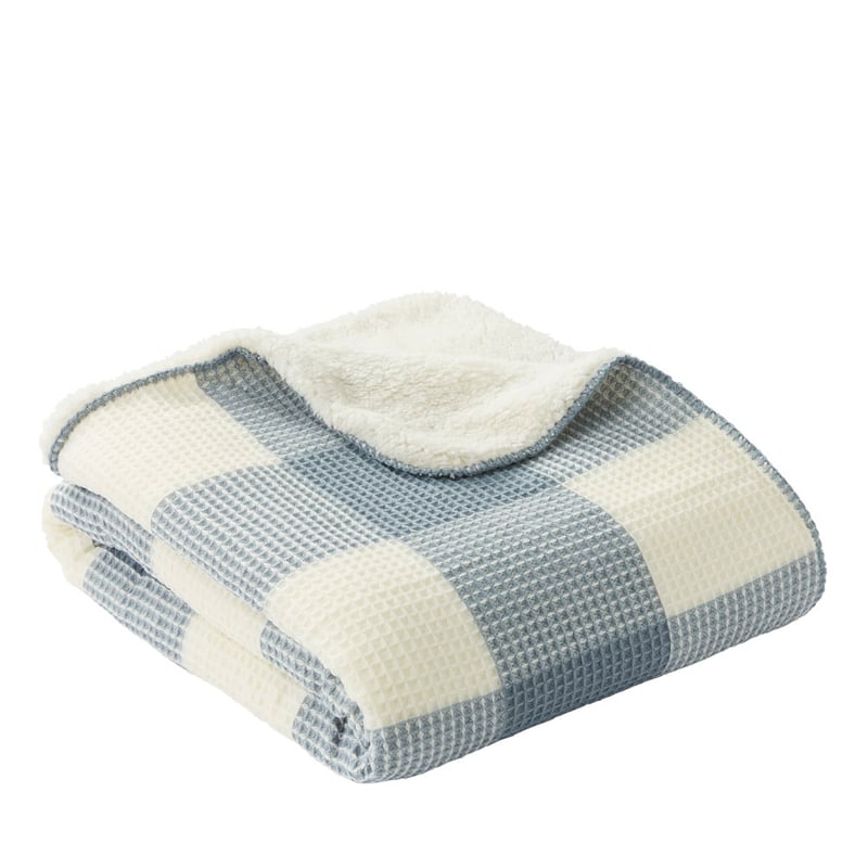 Tanner Steel Blue Gingham Check Waffle Blanket