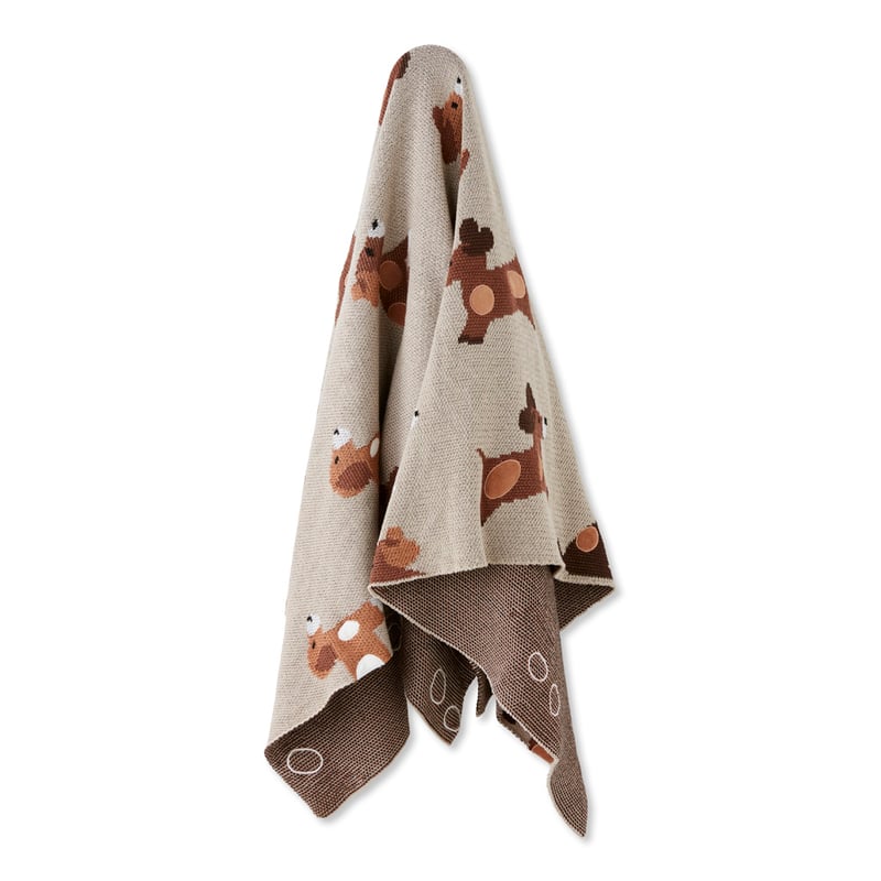 Puppy Love Natural Applique Knitted Throw