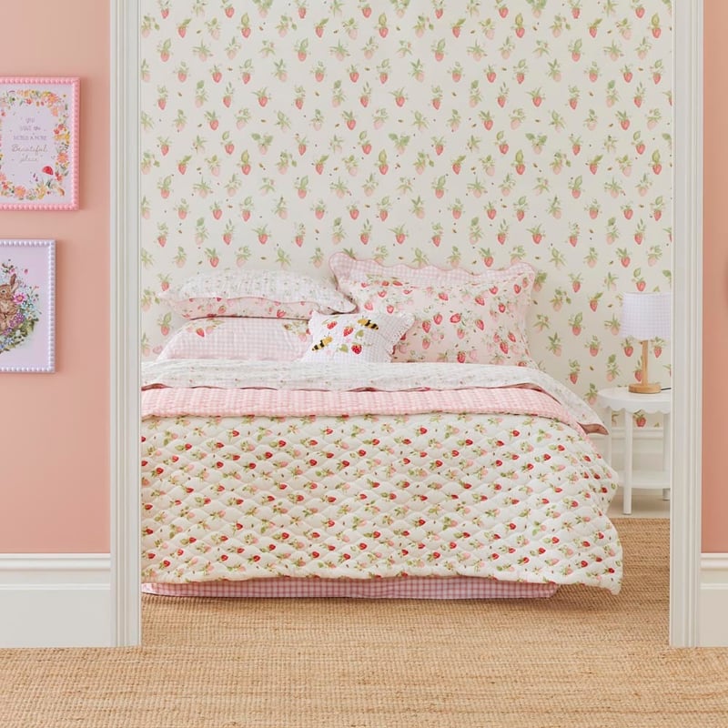 Heirloom Pink Sweet Strawberry Quilted Blanket