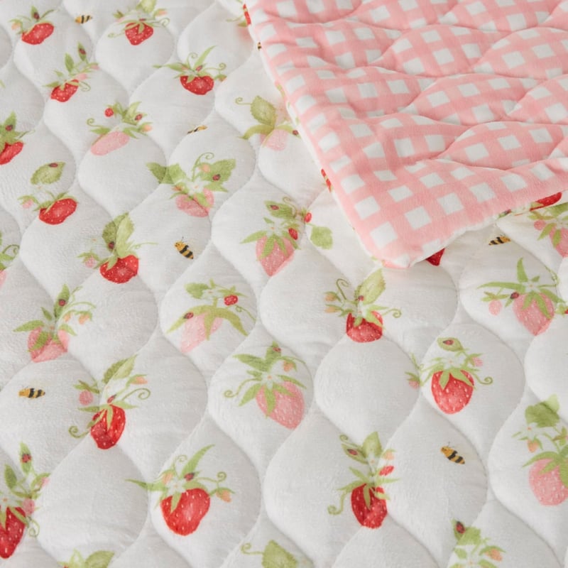 Heirloom Pink Sweet Strawberry Quilted Blanket