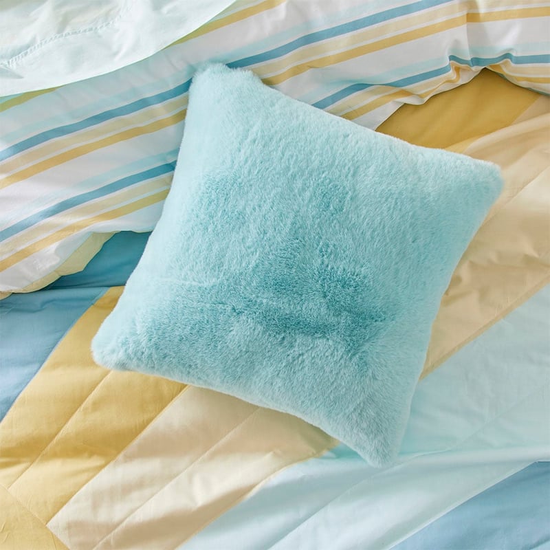 Faux Aqua Sky Rabbit Fur Cushion