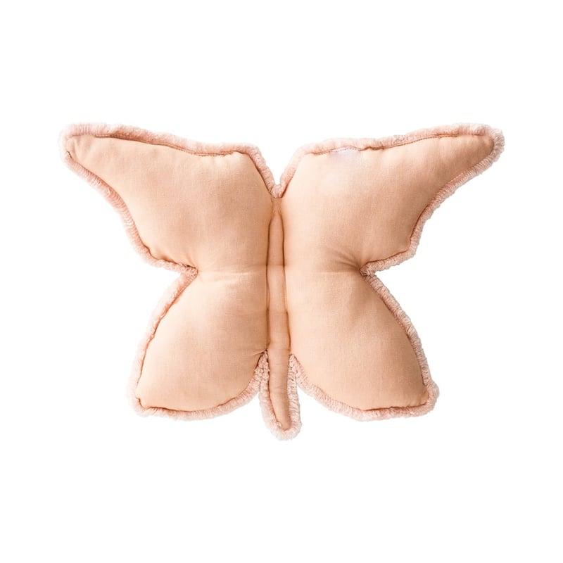 Luxe Pink Textured Cotton Butterfly Cushion