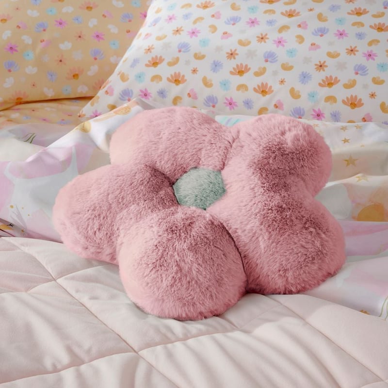 Multi Flower Shaped Faux Rabbit Fur Cushion