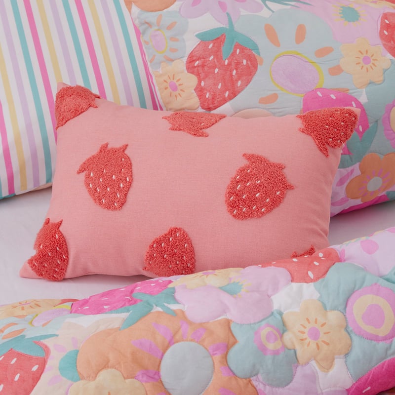 Strawberry Summer Pink Tufted Cushion