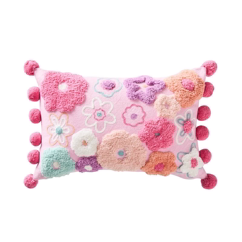 Tufted Pink Stella Floral Cushion