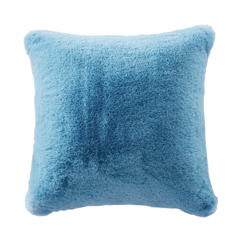 Frankie Blue Chambray Faux Fur Cushion