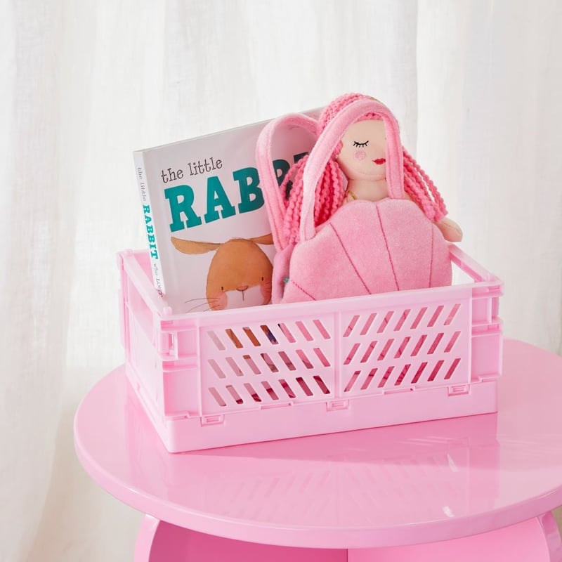 Foldable Pink Medium Storage Boxes Pack of 2