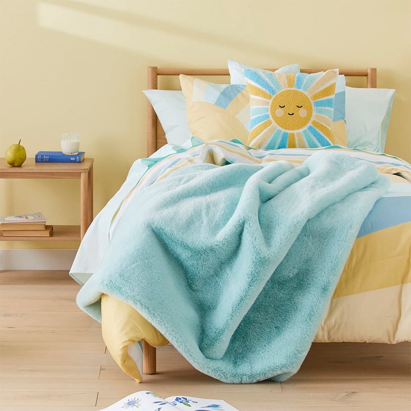 Faux Aqua Sky Rabbit Fur Throw