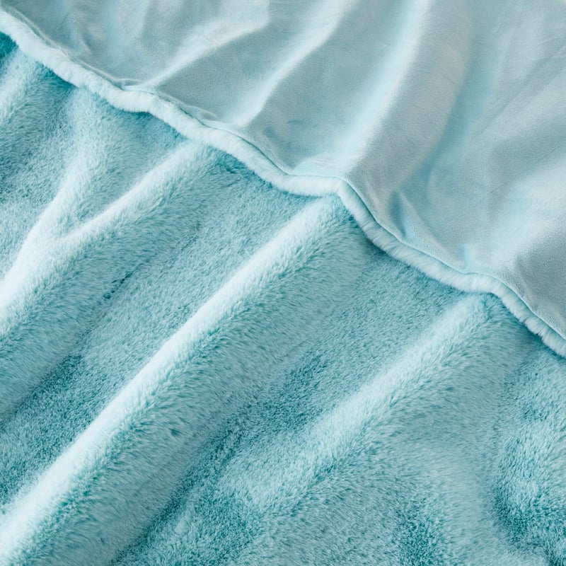 Faux Aqua Sky Rabbit Fur Throw