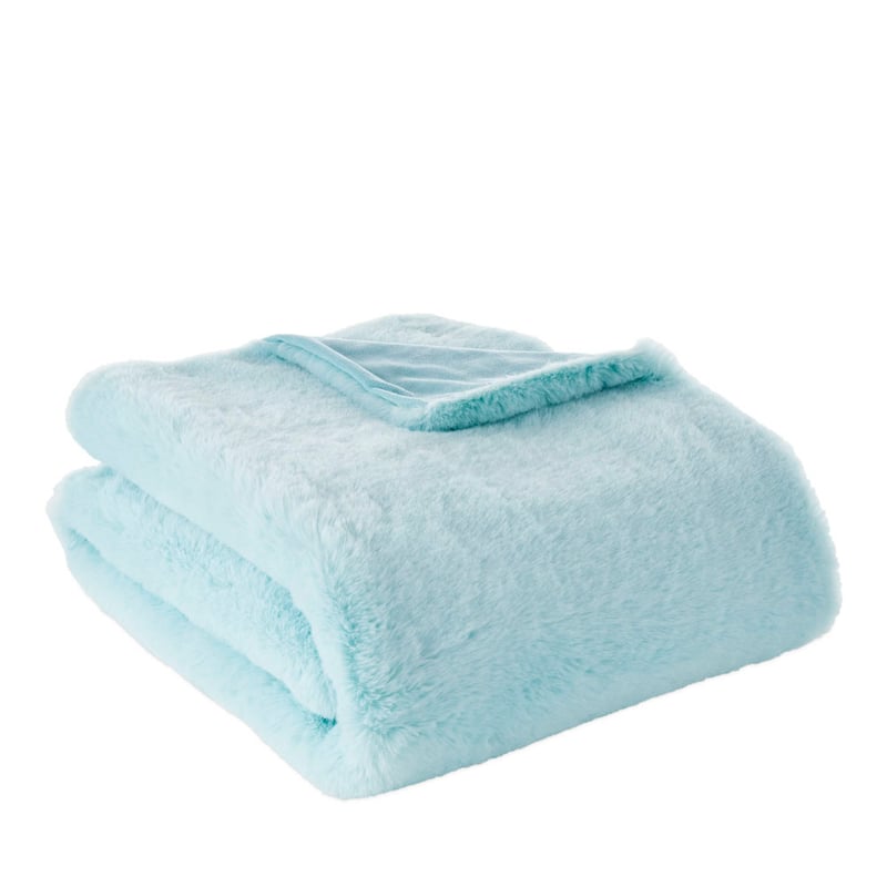 Faux Aqua Sky Rabbit Fur Throw