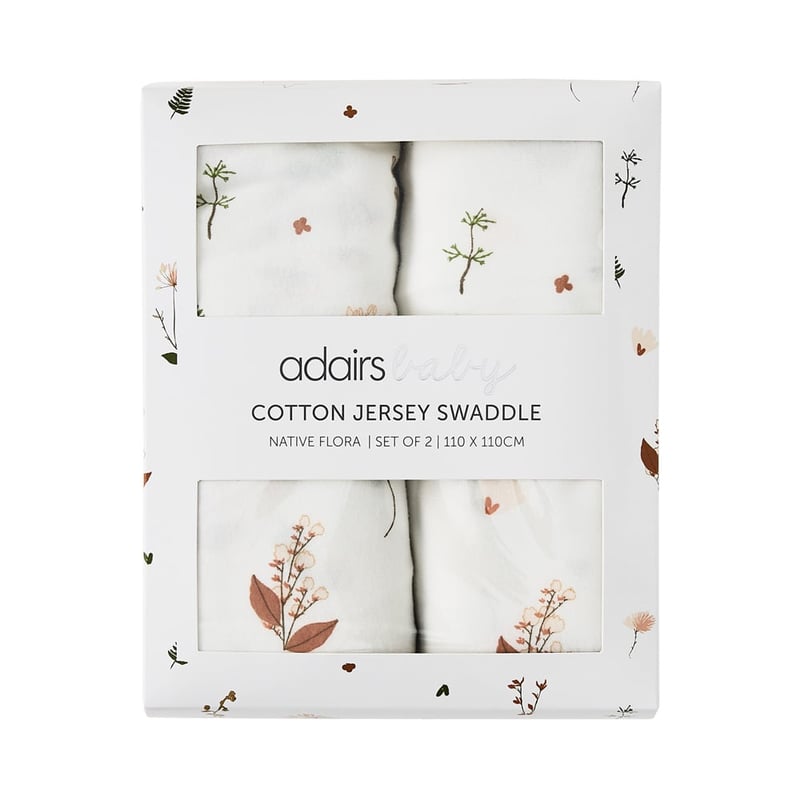 Native Flora White Jersey Swaddle Pack of 2